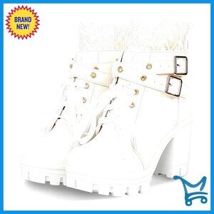 Women's Chunky Platform Ankle Boots Lace Up Buckle Gothic Punk Shoes